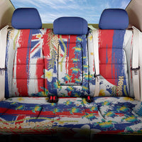 Hawaiian Sea Turtles and Plumeria Back Car Seat Cover with Lei and Flag Grunge Style LT03 One Size Multicolor - Polynesian Pride