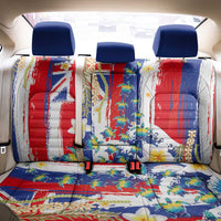 Hawaiian Sea Turtles and Plumeria Back Car Seat Cover with Lei and Flag Grunge Style LT03 - Polynesian Pride