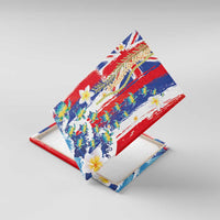 Hawaiian Sea Turtles and Plumeria Canvas Wall Art with Lei and Flag Grunge Style