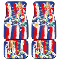 Hawaiian Sea Turtles and Plumeria Car Mats with Lei and Flag Grunge Style LT03 - Polynesian Pride