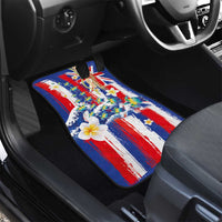 Hawaiian Sea Turtles and Plumeria Car Mats with Lei and Flag Grunge Style LT03 - Polynesian Pride