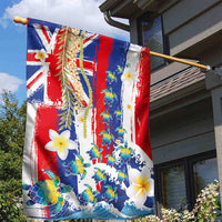Hawaiian Sea Turtles and Plumeria Garden Flag with Lei and Flag Grunge Style LT03 - Polynesian Pride