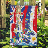 Hawaiian Sea Turtles and Plumeria Garden Flag with Lei and Flag Grunge Style LT03 Garden Flag Multicolor - Polynesian Pride