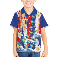 Hawaiian Sea Turtles and Plumeria Hawaiian Shirt with Lei and Flag Grunge Style LT03 - Polynesian Pride