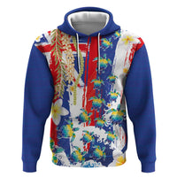 Hawaiian Sea Turtles and Plumeria Hoodie with Lei and Flag Grunge Style LT03 Pullover Hoodie Multicolor - Polynesian Pride