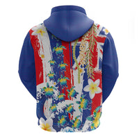 Hawaiian Sea Turtles and Plumeria Hoodie with Lei and Flag Grunge Style LT03 - Polynesian Pride