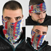 Hawaiian Sea Turtles and Plumeria Neck Gaiter with Lei and Flag Grunge Style LT03 - Polynesian Pride