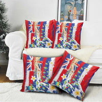 Hawaiian Sea Turtles and Plumeria Pillow Cover with Lei and Flag Grunge Style LT03 - Polynesian Pride