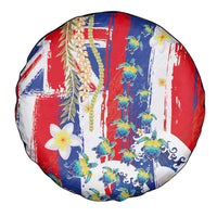 Hawaiian Sea Turtles and Plumeria Spare Tire Cover with Lei and Flag Grunge Style LT03 - Polynesian Pride