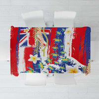 Hawaiian Sea Turtles and Plumeria Tablecloth with Lei and Flag Grunge Style LT03 Multicolor - Polynesian Pride