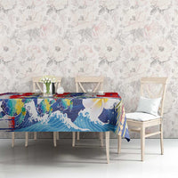 Hawaiian Sea Turtles and Plumeria Tablecloth with Lei and Flag Grunge Style LT03 - Polynesian Pride