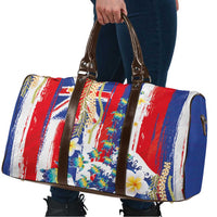 Hawaiian Sea Turtles and Plumeria Travel Bag with Lei and Flag Grunge Style LT03 - Polynesian Pride