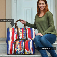 Hawaiian Sea Turtles and Plumeria Travel Bag with Lei and Flag Grunge Style LT03 - Polynesian Pride