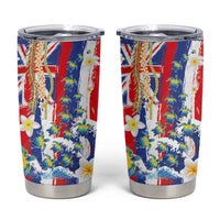 Hawaiian Sea Turtles and Plumeria Tumbler Cup with Lei and Flag Grunge Style LT03 Multicolor - Polynesian Pride