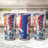 Hawaiian Sea Turtles and Plumeria Tumbler Cup with Lei and Flag Grunge Style LT03 - Polynesian Pride