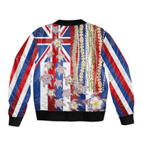 Hawaiian Polynesian Tribal Turtles Bomber Jacket with Lei and Flag Style