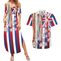 Hawaiian Polynesian Tribal Turtles Couples Matching Summer Maxi Dress and Hawaiian Shirt with Lei and Flag Style LT03 Multicolor - Polynesian Pride