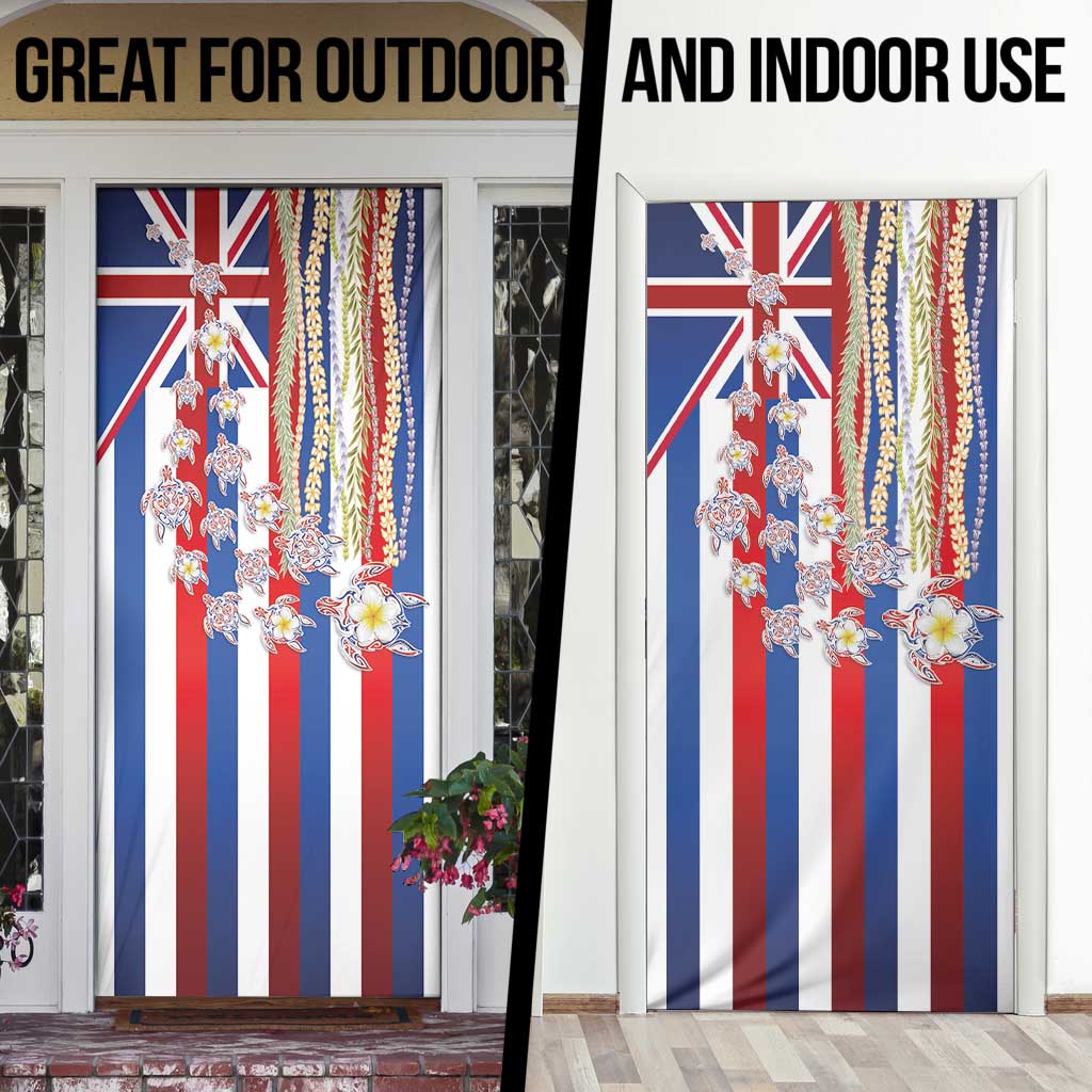 Hawaiian Polynesian Tribal Turtles Door Cover with Lei and Flag Style
