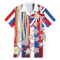 Hawaiian Polynesian Tribal Turtles Family Matching Off Shoulder Maxi Dress and Hawaiian Shirt with Lei and Flag Style LT03 Dad's Shirt - Short Sleeve Multicolor - Polynesian Pride