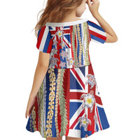 Hawaiian Polynesian Tribal Turtles Family Matching Short Sleeve Bodycon Dress and Hawaiian Shirt with Lei and Flag Style LT03 - Polynesian Pride