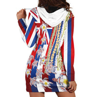 Hawaiian Polynesian Tribal Turtles Hoodie Dress with Lei and Flag Style LT03 - Polynesian Pride