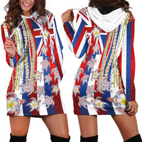 Hawaiian Polynesian Tribal Turtles Hoodie Dress with Lei and Flag Style LT03 - Polynesian Pride