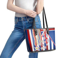 Hawaiian Polynesian Tribal Turtles Leather Tote Bag with Lei and Flag Style