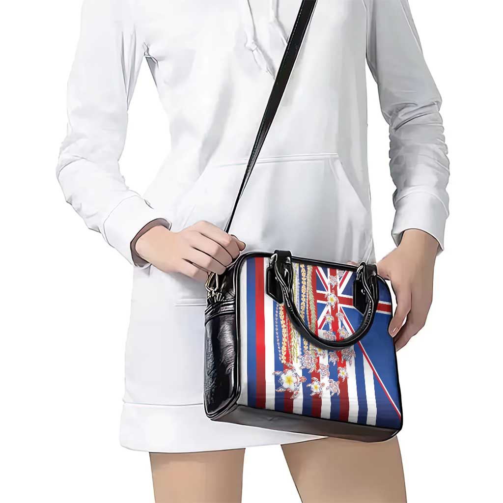 Hawaiian Polynesian Tribal Turtles Shoulder Handbag with Lei and Flag Style