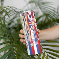 Hawaiian Polynesian Tribal Turtles Skinny Tumbler with Lei and Flag Style LT03 - Polynesian Pride