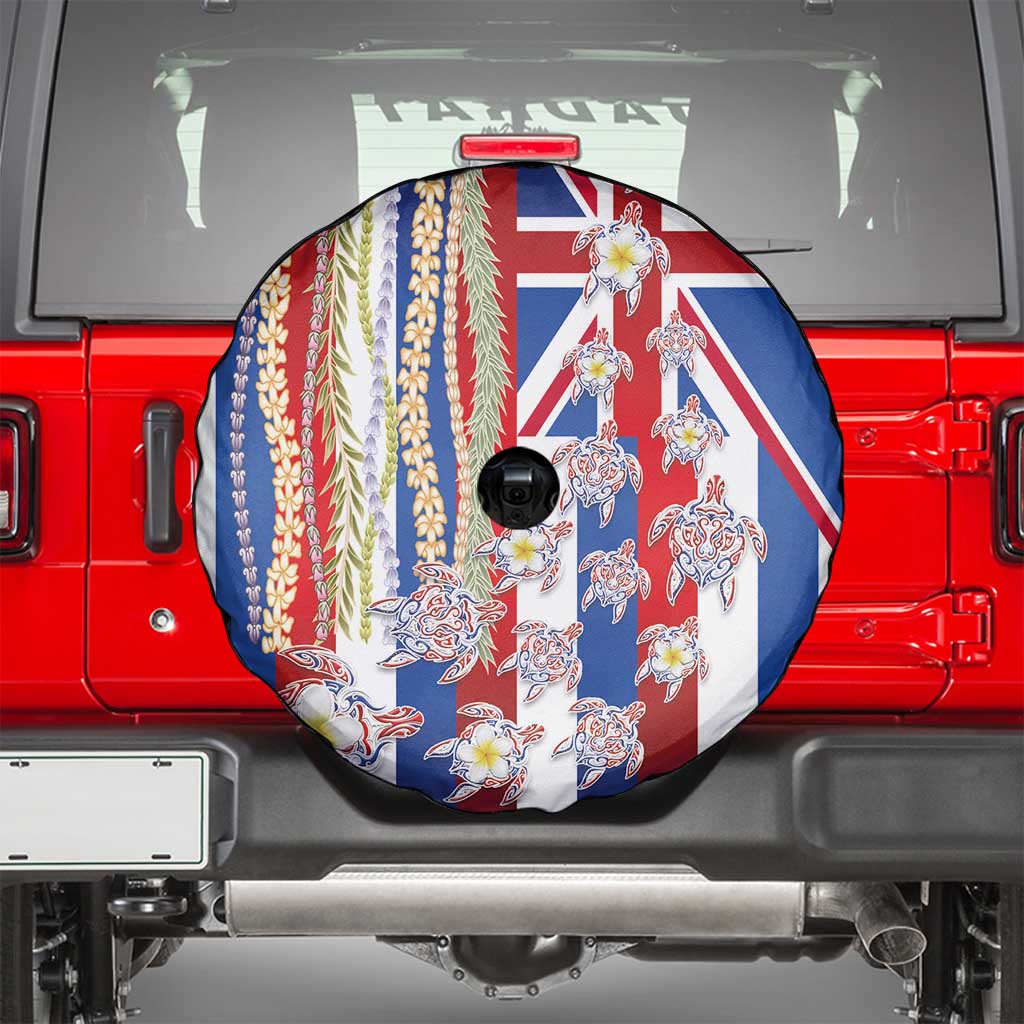 Hawaiian Polynesian Tribal Turtles Spare Tire Cover with Lei and Flag Style