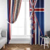 Hawaiian Polynesian Tribal Turtles Window Curtain with Lei and Flag Style