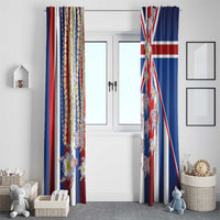 Hawaiian Polynesian Tribal Turtles Window Curtain with Lei and Flag Style