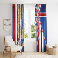 Hawaiian Polynesian Tribal Turtles Window Curtain with Lei and Flag Style