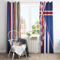 Hawaiian Polynesian Tribal Turtles Window Curtain with Lei and Flag Style