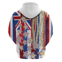 Hawaiian Polynesian Tribal Turtles Zip Hoodie with Lei and Flag Style