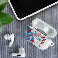 Hawaiian Tribal Manta Ray AirPods Case Kakau Tattoo and Flowers Surfing Waves Pattern Ocean Color LT03 - Polynesian Pride