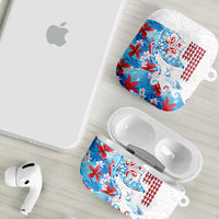 Hawaiian Tribal Manta Ray AirPods Case Kakau Tattoo and Flowers Surfing Waves Pattern Ocean Color LT03 - Polynesian Pride