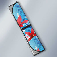 Hawaiian Tribal Manta Ray Auto Sun Shade Kakau Tattoo and Flowers Surfing Waves Pattern Ocean Color LT03 - Polynesian Pride