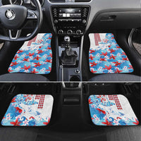 Hawaiian Tribal Manta Ray Car Mats Kakau Tattoo and Flowers Surfing Waves Pattern Ocean Color LT03 Set 4pcs Multicolor - Polynesian Pride