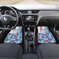 Hawaiian Tribal Manta Ray Car Mats Kakau Tattoo and Flowers Surfing Waves Pattern Ocean Color LT03 Set 2pcs - Front Multicolor - Polynesian Pride