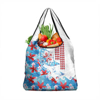 Hawaiian Tribal Manta Ray Grocery Bag Kakau Tattoo and Flowers Surfing Waves Pattern Ocean Color LT03 1-pack One Size Multicolor - Polynesian Pride