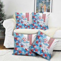 Hawaiian Tribal Manta Ray Pillow Cover Kakau Tattoo and Flowers Surfing Waves Pattern Ocean Color LT03 - Polynesian Pride