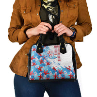 Hawaiian Tribal Manta Ray Shoulder Handbag Kakau Tattoo and Flowers Surfing Waves Pattern Ocean Color LT03 - Polynesian Pride