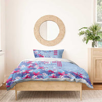 Hawaiian Tribal Manta Ray Bedding Set Kakau Tattoo and Flowers Surfing Waves Pattern Soft Color LT03 - Polynesian Pride