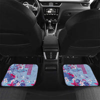 Hawaiian Tribal Manta Ray Car Mats Kakau Tattoo and Flowers Surfing Waves Pattern Soft Color