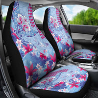 Hawaiian Tribal Manta Ray Car Seat Cover Kakau Tattoo and Flowers Surfing Waves Pattern Soft Color LT03 - Polynesian Pride