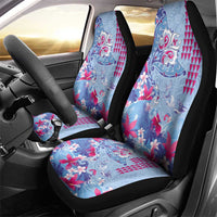 Hawaiian Tribal Manta Ray Car Seat Cover Kakau Tattoo and Flowers Surfing Waves Pattern Soft Color LT03 - Polynesian Pride