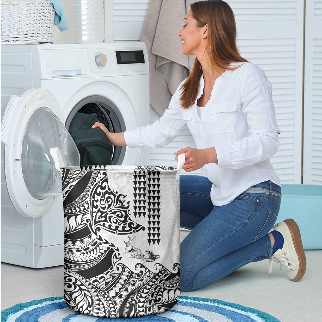 Hawaiian Tribal Manta Ray Laundry Basket Kakau Tattoo and Polynesian Art Motif Pattern LT03 - Polynesian Pride