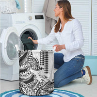 Hawaiian Tribal Manta Ray Laundry Basket Kakau Tattoo and Polynesian Art Motif Pattern LT03 - Polynesian Pride