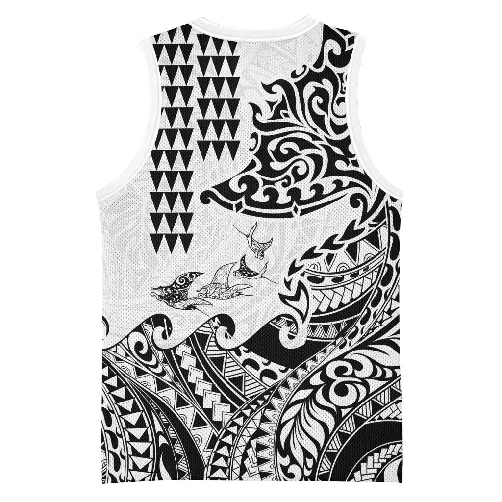 Hawaiian Tribal Manta Ray Basketball Jersey Kakau Tattoo and Polynesian Art Motif Pattern LT03 - Polynesian Pride